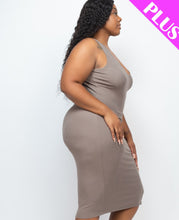 Load image into Gallery viewer, Plus Size Ribbed Sleeveless Bodycon Dress (CAPELLA)