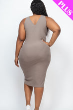 Load image into Gallery viewer, Plus Size Ribbed Sleeveless Bodycon Dress (CAPELLA)
