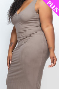 Plus Size Ribbed Sleeveless Bodycon Dress (CAPELLA)