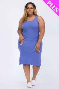 Plus Size Ribbed Side Slit Tank Dress (CAPELLA)