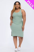 Load image into Gallery viewer, Plus Size Ribbed Side Slit Tank Dress (CAPELLA)