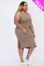 Load image into Gallery viewer, Plus Size Ribbed Side Slit Tank Dress (CAPELLA)