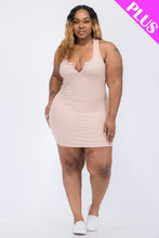 Load image into Gallery viewer, Plus Size Ribbed Split Neck Tank Mini Dress (CAPELLA)