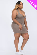 Load image into Gallery viewer, Plus Size Ribbed Split Neck Tank Mini Dress (CAPELLA)
