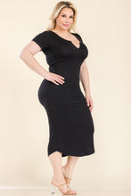 Load image into Gallery viewer, Plus Size Split Neck Bodycon Midi Dress (CAPELLA)