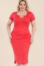 Load image into Gallery viewer, Plus Size Split Neck Bodycon Midi Dress (CAPELLA)
