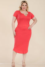 Load image into Gallery viewer, Plus Size Split Neck Bodycon Midi Dress (CAPELLA)