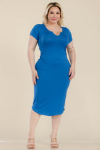 Load image into Gallery viewer, Plus Size Split Neck Bodycon Midi Dress (CAPELLA)