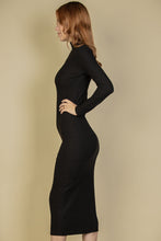 Load image into Gallery viewer, Ribbed Mock Neck Long Sleeve Bodycon Midi Dress (CAPELLA)