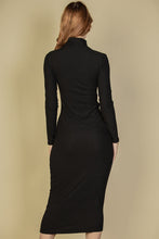 Load image into Gallery viewer, Ribbed Mock Neck Long Sleeve Bodycon Midi Dress (CAPELLA)