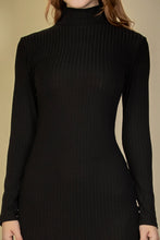 Load image into Gallery viewer, Ribbed Mock Neck Long Sleeve Bodycon Midi Dress (CAPELLA)