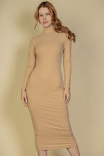 Load image into Gallery viewer, Ribbed Mock Neck Long Sleeve Bodycon Midi Dress (CAPELLA)