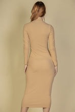 Load image into Gallery viewer, Ribbed Mock Neck Long Sleeve Bodycon Midi Dress (CAPELLA)