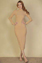 Load image into Gallery viewer, Ribbed Mock Neck Long Sleeve Bodycon Midi Dress (CAPELLA)