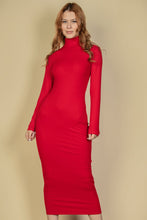 Load image into Gallery viewer, Ribbed Mock Neck Long Sleeve Bodycon Midi Dress (CAPELLA)