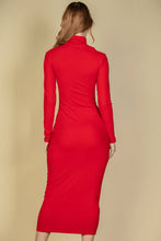 Load image into Gallery viewer, Ribbed Mock Neck Long Sleeve Bodycon Midi Dress (CAPELLA)
