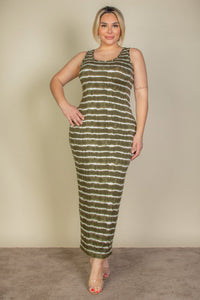 Plus Size Tie Dye Printed Tank Bodycon Maxi Dress (CAPELLA)