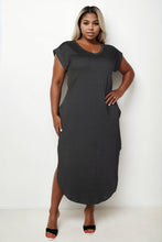 Load image into Gallery viewer, Plus Size Hidden Pocket Batwing Sleeve V Neck Long Dress (CAPELLA)