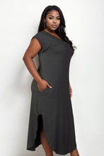 Load image into Gallery viewer, Plus Size Hidden Pocket Batwing Sleeve V Neck Long Dress (CAPELLA)