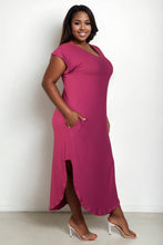 Load image into Gallery viewer, Plus Size Hidden Pocket Batwing Sleeve V Neck Long Dress (CAPELLA)