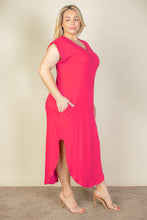 Load image into Gallery viewer, Plus Size Hidden Pocket Batwing Sleeve V Neck Long Dress (CAPELLA)
