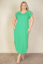 Load image into Gallery viewer, Plus Size Hidden Pocket Batwing Sleeve V Neck Long Dress (CAPELLA)