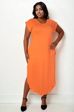 Load image into Gallery viewer, Plus Size Hidden Pocket Batwing Sleeve V Neck Long Dress (CAPELLA)