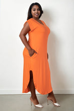 Load image into Gallery viewer, Plus Size Hidden Pocket Batwing Sleeve V Neck Long Dress (CAPELLA)