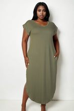 Load image into Gallery viewer, Plus Size Hidden Pocket Batwing Sleeve V Neck Long Dress (CAPELLA)