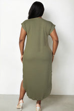 Load image into Gallery viewer, Plus Size Hidden Pocket Batwing Sleeve V Neck Long Dress (CAPELLA)