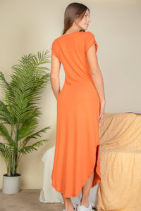 Hidden Pocket Batwing Sleeve V Neck Long Dress (CAPELLA)