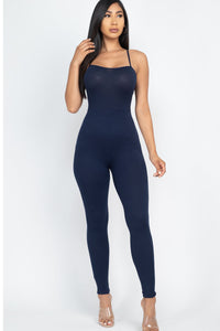 Criss-Cross Open Back Bodycon Jumpsuit (CAPELLA)