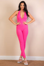 Load image into Gallery viewer, Halter V Neck Ribbed Bodycon Jumpsuit (CAPELLA)