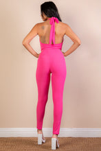 Load image into Gallery viewer, Halter V Neck Ribbed Bodycon Jumpsuit (CAPELLA)