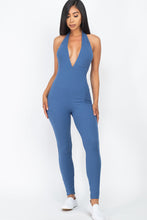 Load image into Gallery viewer, Halter V Neck Ribbed Bodycon Jumpsuit (CAPELLA)