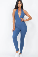 Load image into Gallery viewer, Halter V Neck Ribbed Bodycon Jumpsuit (CAPELLA)