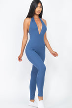 Load image into Gallery viewer, Halter V Neck Ribbed Bodycon Jumpsuit (CAPELLA)