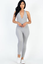 Load image into Gallery viewer, Halter V Neck Ribbed Bodycon Jumpsuit (CAPELLA)