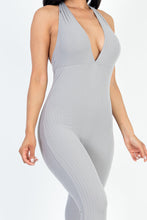 Load image into Gallery viewer, Halter V Neck Ribbed Bodycon Jumpsuit (CAPELLA)