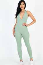 Load image into Gallery viewer, Halter V Neck Ribbed Bodycon Jumpsuit (CAPELLA)