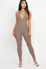 Load image into Gallery viewer, Halter V Neck Ribbed Bodycon Jumpsuit (CAPELLA)