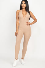 Load image into Gallery viewer, Halter V Neck Ribbed Bodycon Jumpsuit (CAPELLA)