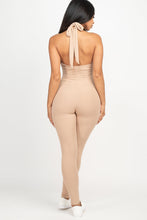 Load image into Gallery viewer, Halter V Neck Ribbed Bodycon Jumpsuit (CAPELLA)