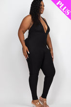 Load image into Gallery viewer, Plus Size Halter V Neck Ribbed Bodycon Jumpsuit (CAPELLA)