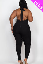 Load image into Gallery viewer, Plus Size Halter V Neck Ribbed Bodycon Jumpsuit (CAPELLA)