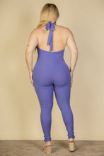 Load image into Gallery viewer, Plus Size Halter V Neck Ribbed Bodycon Jumpsuit (CAPELLA)