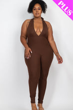 Load image into Gallery viewer, Plus Size Halter V Neck Ribbed Bodycon Jumpsuit (CAPELLA)