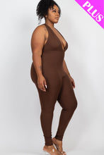 Load image into Gallery viewer, Plus Size Halter V Neck Ribbed Bodycon Jumpsuit (CAPELLA)