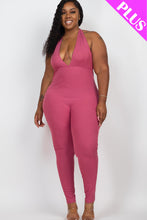 Load image into Gallery viewer, Plus Size Halter V Neck Ribbed Bodycon Jumpsuit (CAPELLA)