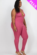 Load image into Gallery viewer, Plus Size Halter V Neck Ribbed Bodycon Jumpsuit (CAPELLA)